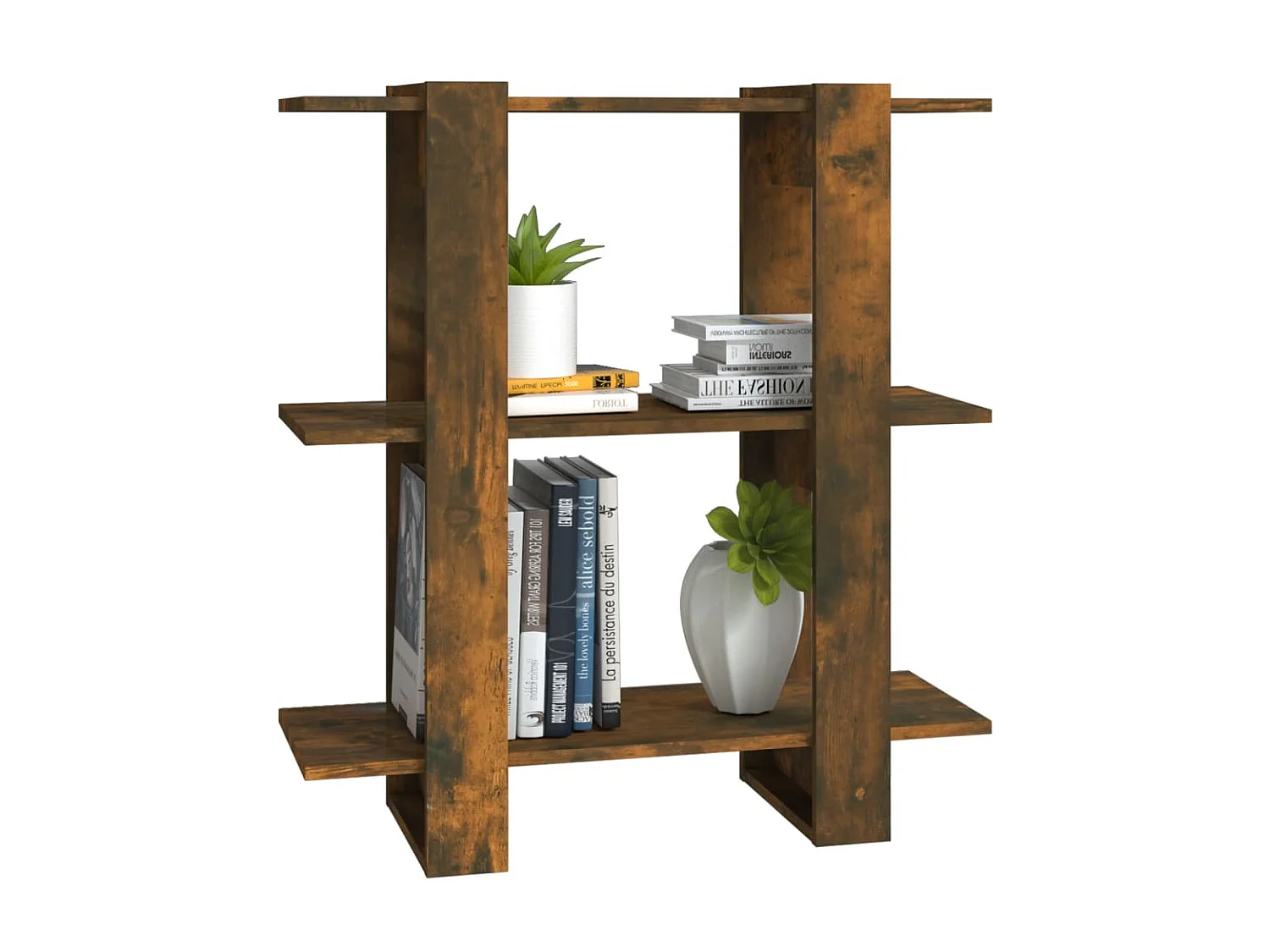 Bibliothèque-Séparateur de pièce Chêne fumé 80x30x87 cm OFR55590 BonneVie Meuble