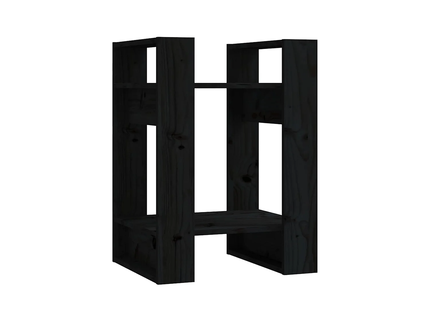 Bücherregal/Bücherschrank,Raumteiler Schwarz 41x35x57 cm Massivholz Kiefer -gkd65369
