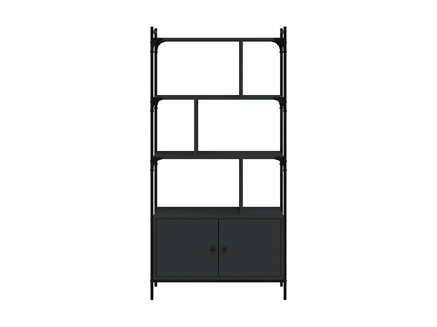 Estantería con puertas madera negra 76,5x30x154,5 cm ES654210