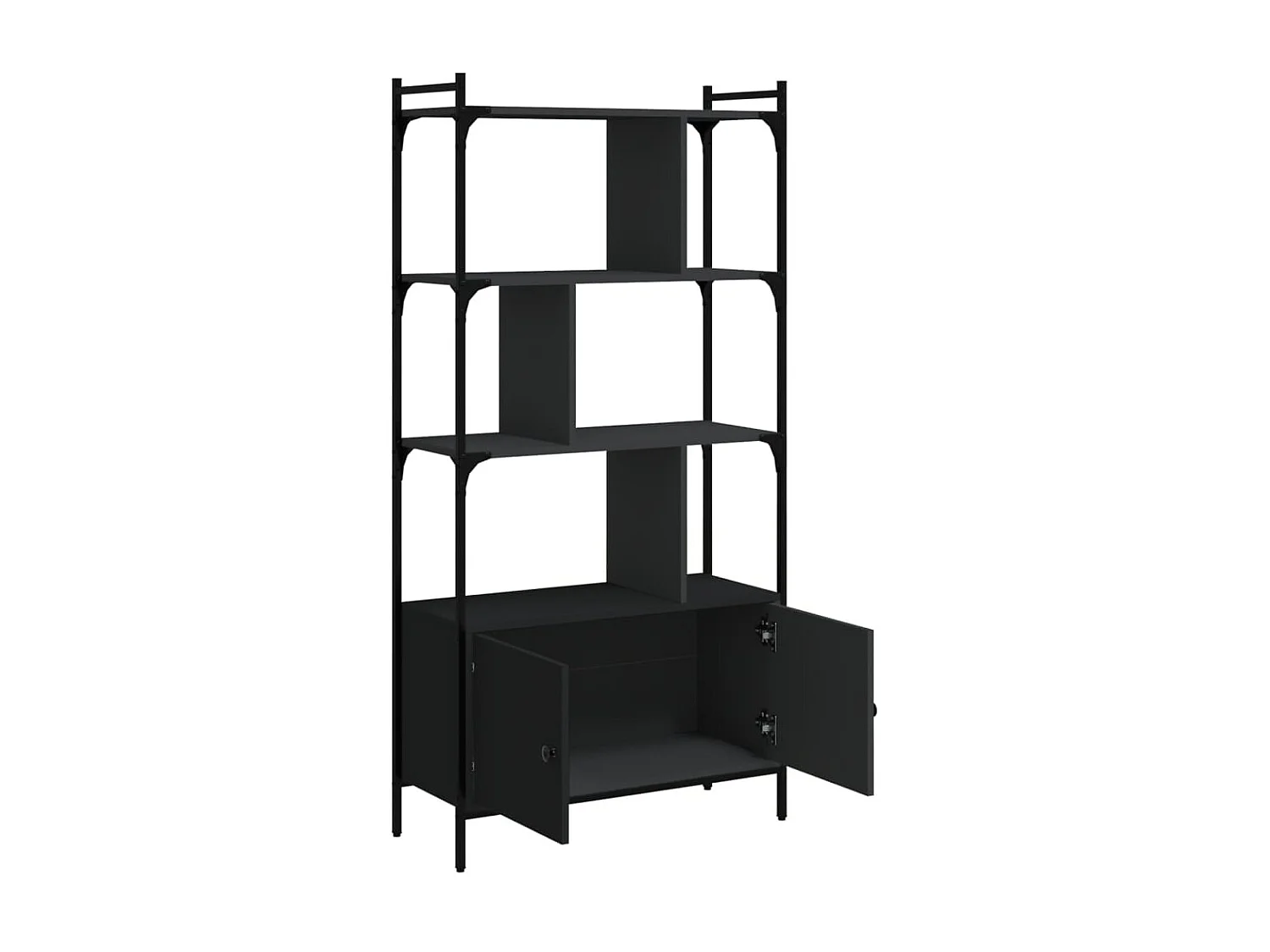 Boekenkast met deuren 76,5x30x154,5 cm bewerkt hout zwart NL459515