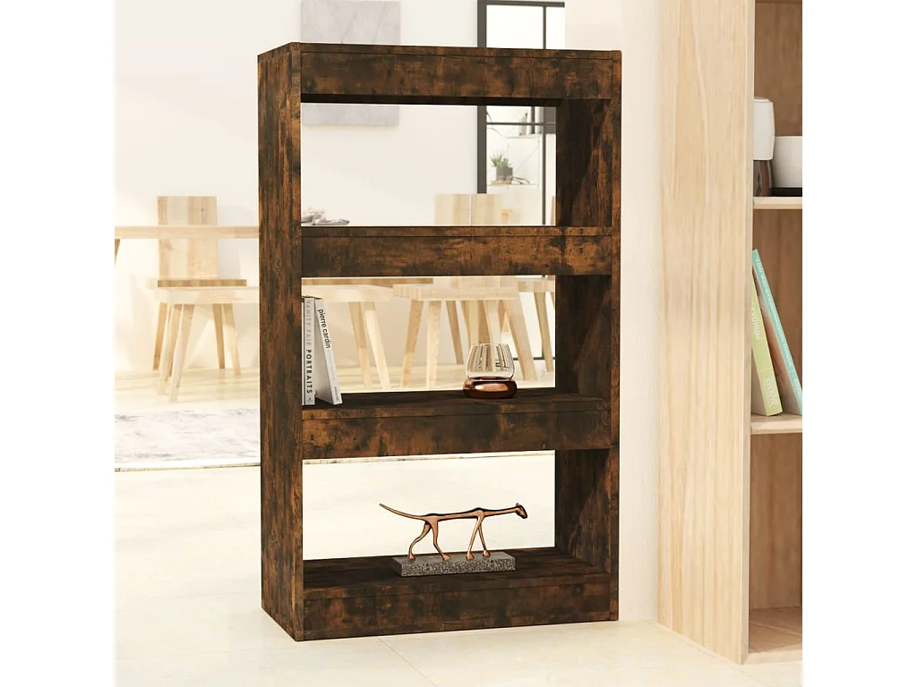 Bibliothèque-Séparateur de pièce Chêne fumé 60x30x103 cm OFR55929 BonneVie Meuble