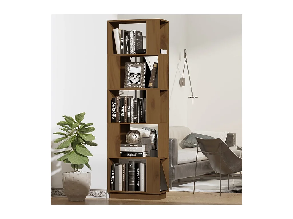 Bibliothèque Marron miel 51x25x163,5 cm Pin solide OFR15833 BonneVie Meuble