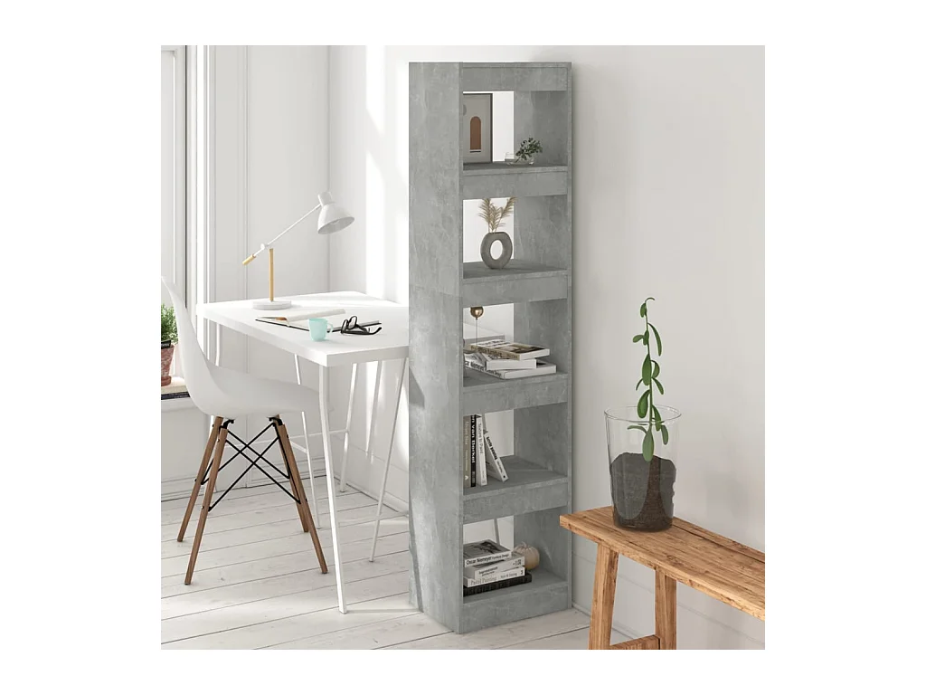 Bibliothèque-Séparateur de pièce Gris béton 40x30x166 cm OFR35989 BonneVie Meuble