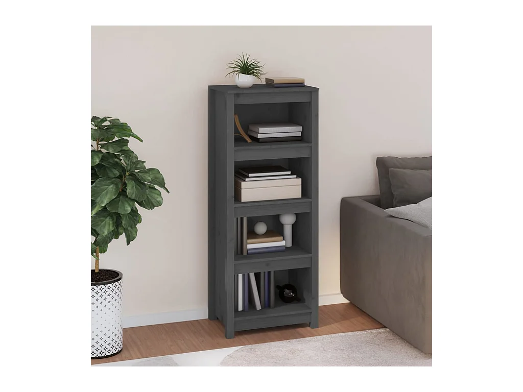 Bibliothèque Gris 50x35x125,5 cm Bois de pin massif OFR78862 BonneVie Meuble