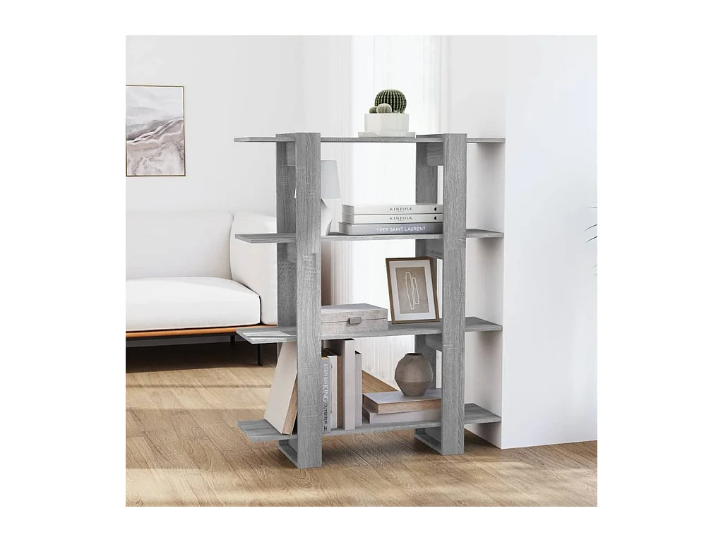 Bibliothèque-Séparateur de pièce Sonoma gris 100x30x123,5 cm OFR85796 BonneVie Meuble