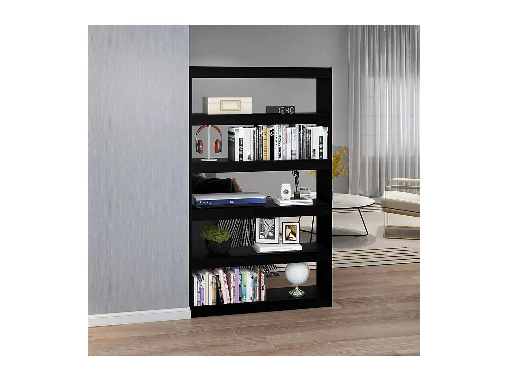 Bücherregal/Bücherschrank,Raumteiler Schwarz 100x30x167,5cm Massivholz Kiefer -gkd904965