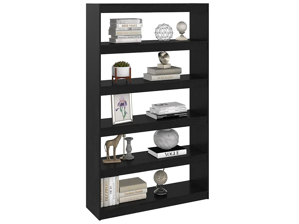 Bibliothèque-Séparateur de pièce Noir 100x30x167,5cm Pin massif OFR42429 BonneVie Meuble
