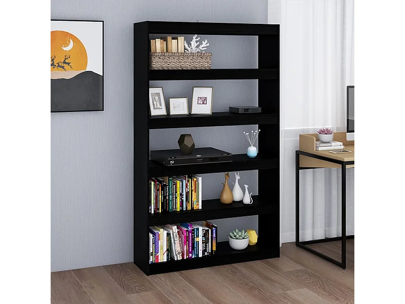Bibliothèque-Séparateur de pièce Noir 100x30x167,5cm Pin massif OFR42429 BonneVie Meuble