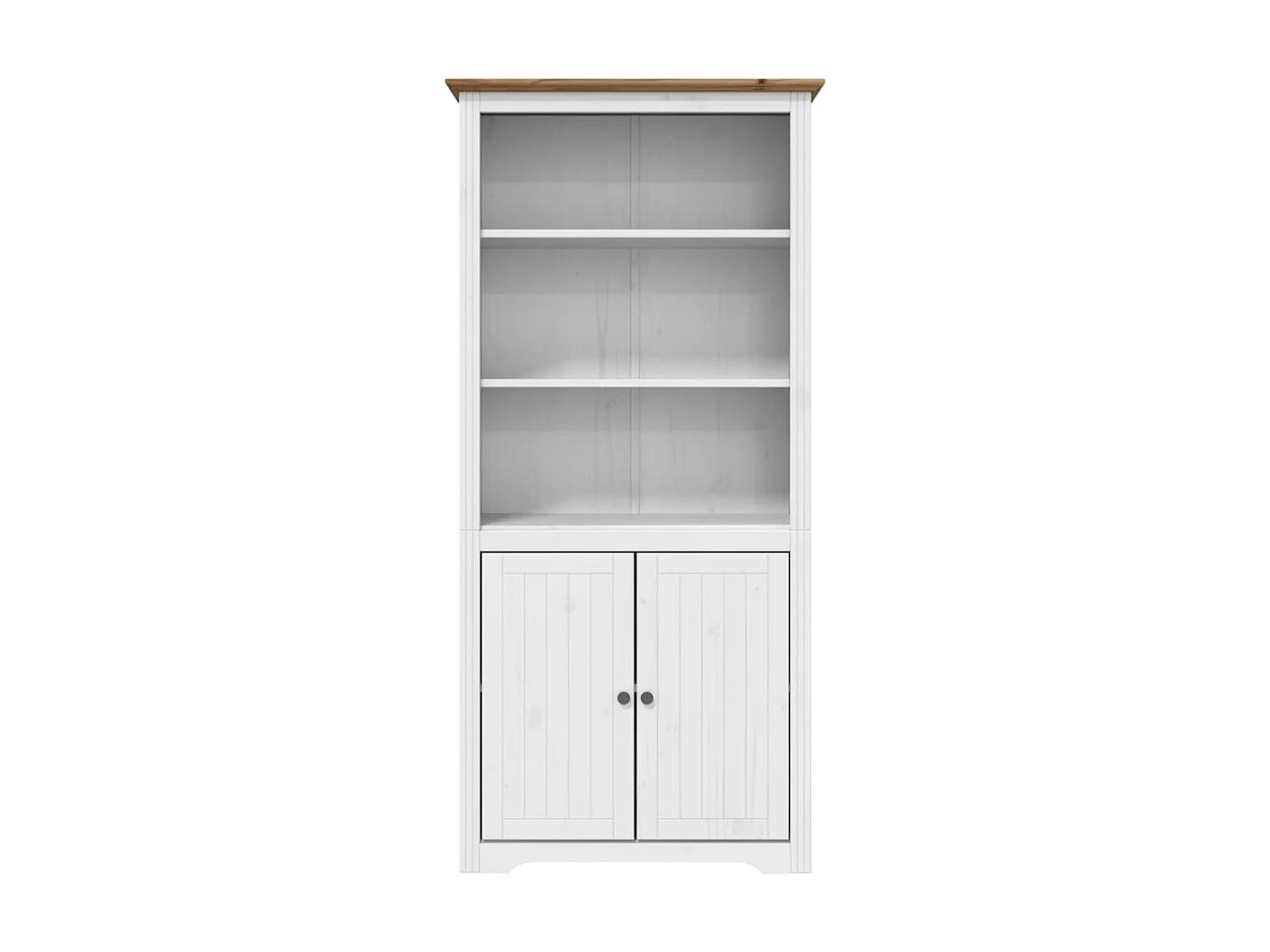 Bibliothèque BODO blanc and marron 80x40x172cm bois massif pin OFR90559 BonneVie Meuble