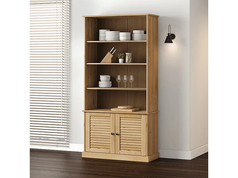 Bibliothèque VIGO 85x35x170 cm bois massif de pin OFR96854 BonneVie Meuble