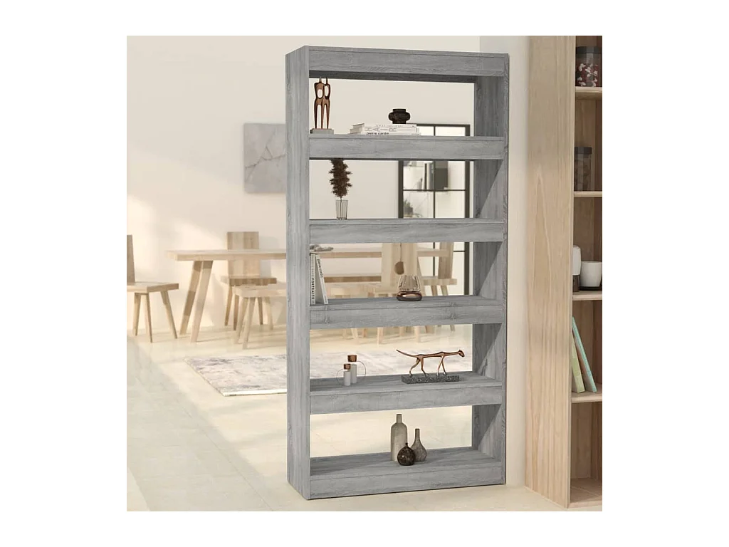 Bibliothèque-Séparateur de pièce Sonoma gris 80x30x166 cm OFR95678 BonneVie Meuble