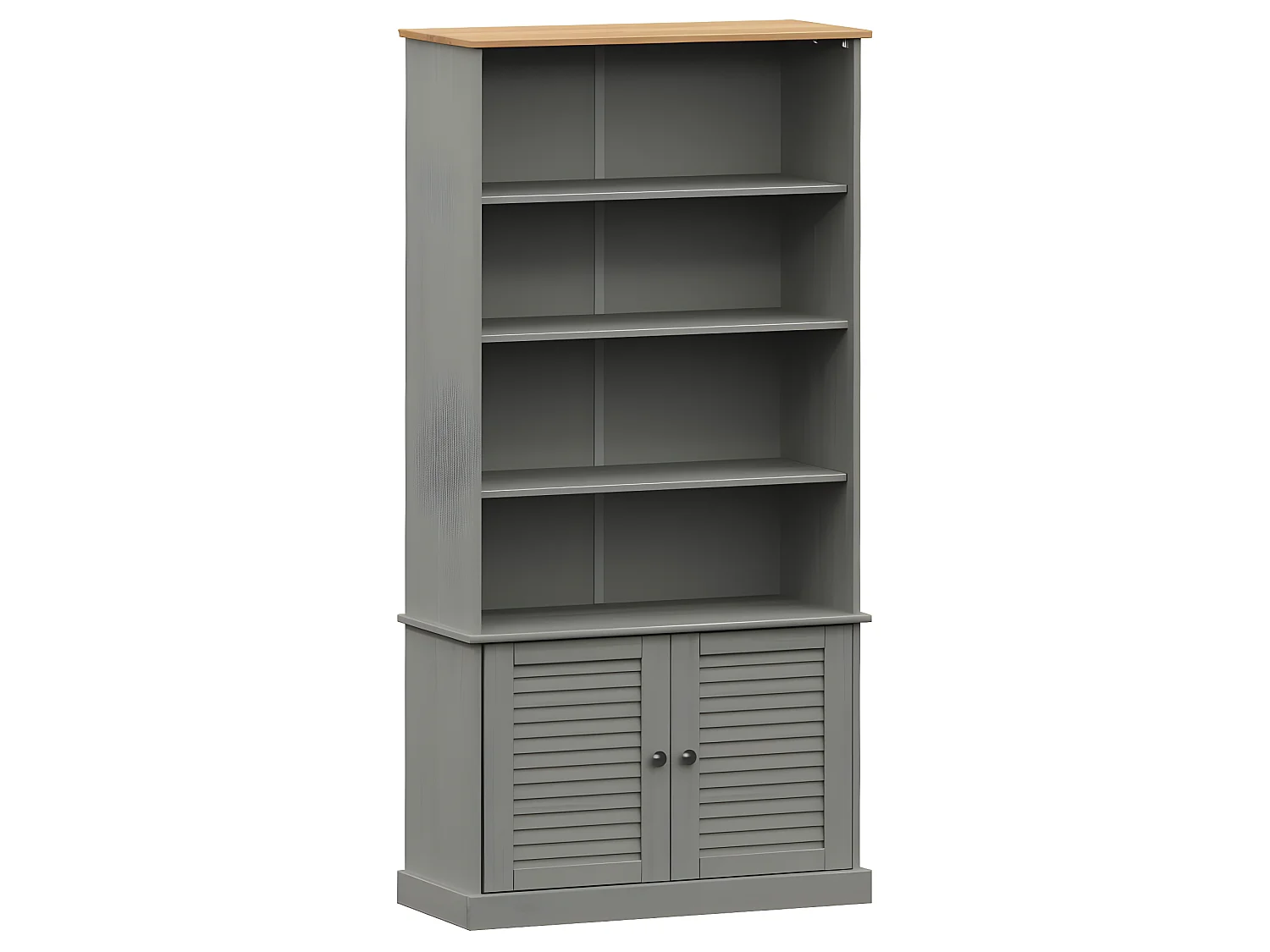 Bibliothèque VIGO gris 85x35x170 cm bois massif de pin OFR49113 BonneVie Meuble