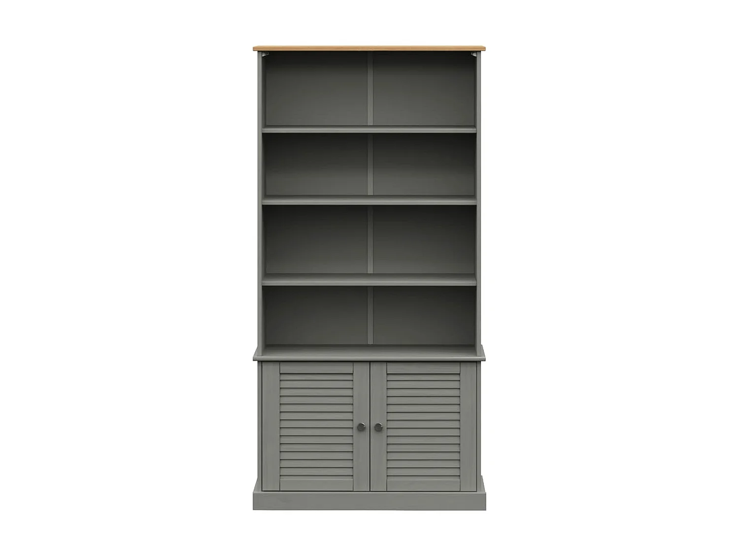 Bibliothèque VIGO gris 85x35x170 cm bois massif de pin OFR49113 BonneVie Meuble