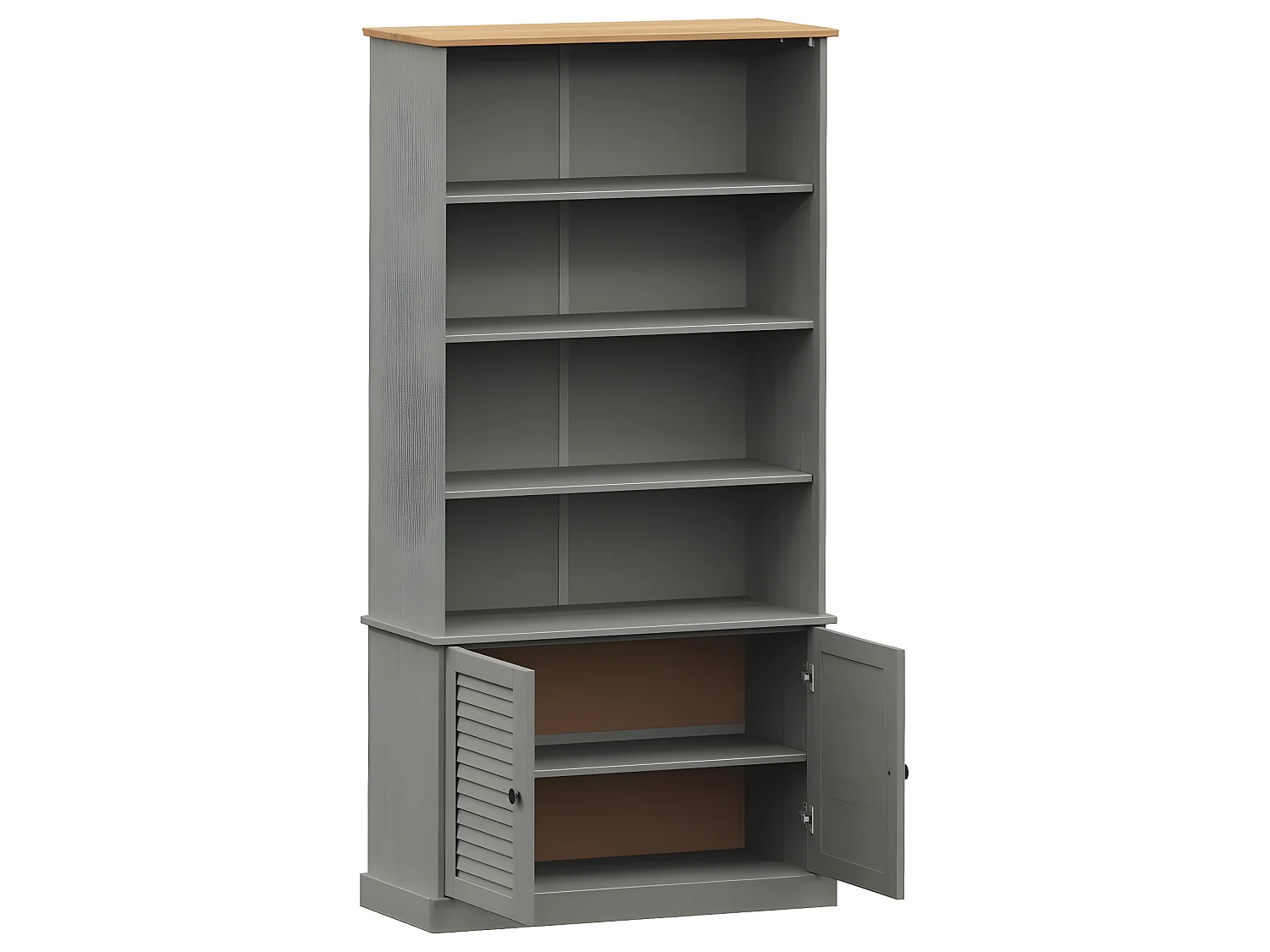 Bibliothèque VIGO gris 85x35x170 cm bois massif de pin OFR49113 BonneVie Meuble