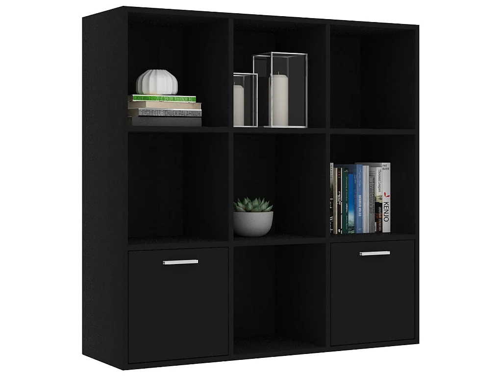 Biblioteca Estantería de madera contrachapada negro 98x30x98 cm ES65433