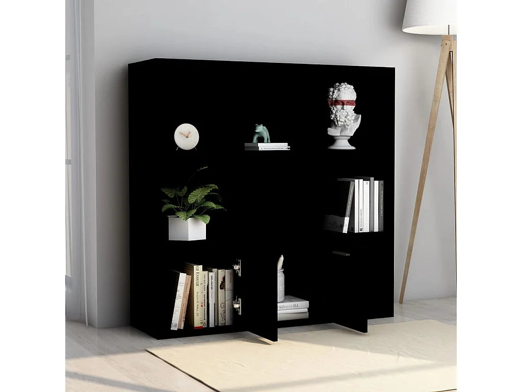 Biblioteca Estantería de madera contrachapada negro 98x30x98 cm ES65433