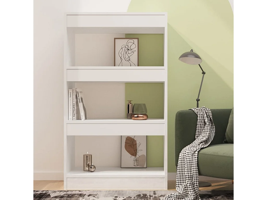 Bibliothèque-Séparateur de pièce Blanc brillant 60x30x103 cm OFR48831 BonneVie Meuble