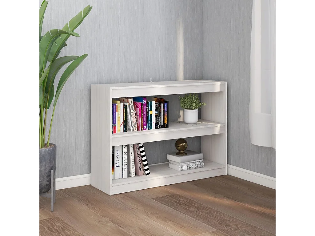 Bibliothèque-Séparateur de pièce Blanc 100x30x71,5cm Pin massif OFR66813 BonneVie Meuble