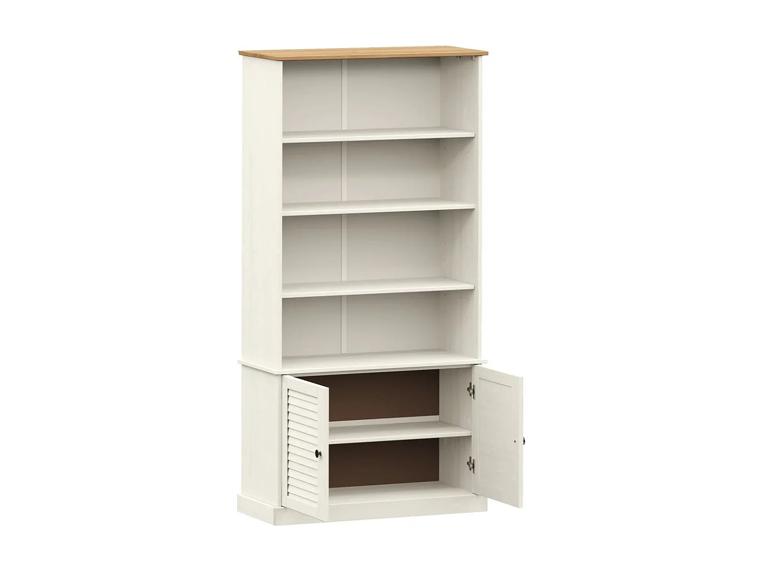 Bibliothèque VIGO blanc 85x35x170 cm bois massif de pin OFR70912 BonneVie Meuble