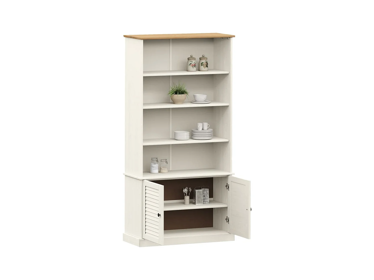 Bibliothèque VIGO blanc 85x35x170 cm bois massif de pin OFR70912 BonneVie Meuble