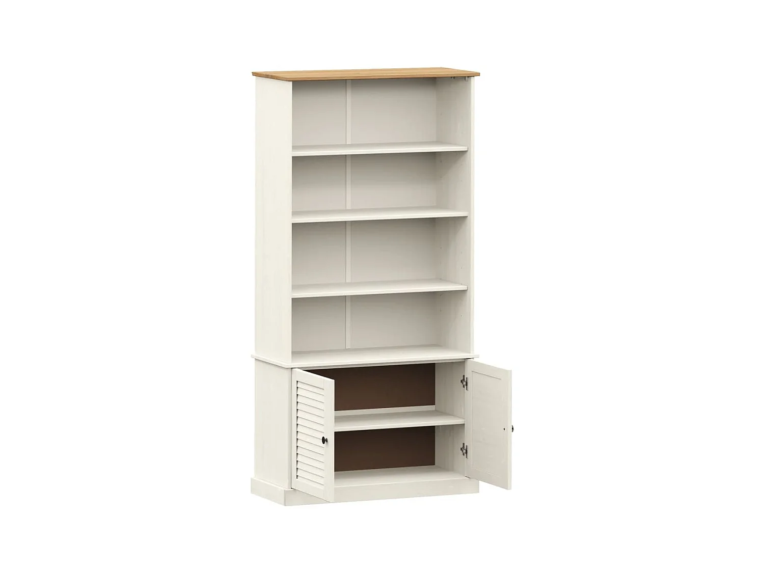Bibliothèque VIGO blanc 85x35x170 cm bois massif de pin OFR70912 BonneVie Meuble