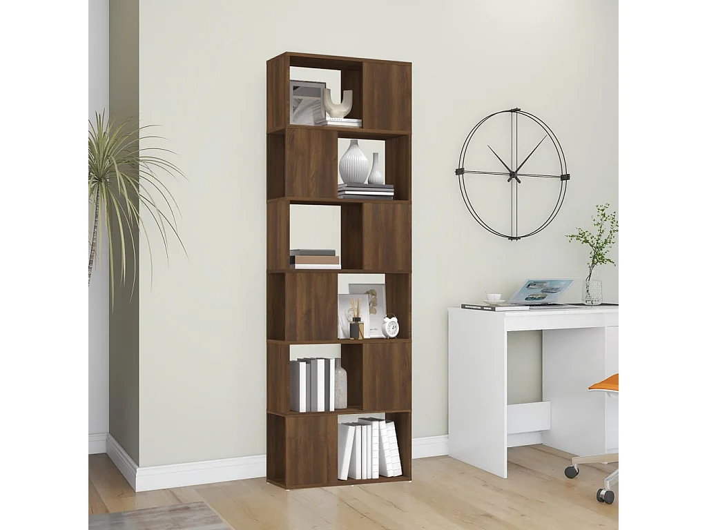 Bücherregal/Bücherschrank,Raumteiler Braun Eichen-Optik 60x24x186 cm -gkd633549