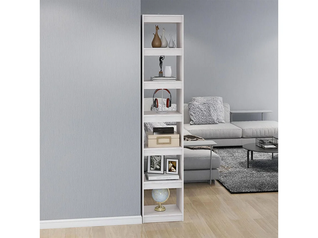 Bücherregal/Bücherschrank,Raumteiler Weiß 40x30x199 cm Massivholz Kiefer -gkd186345