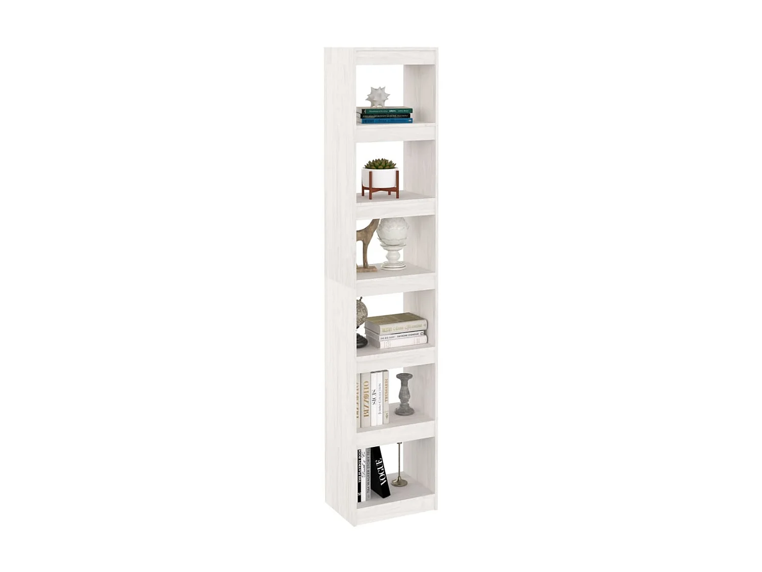 Bücherregal/Bücherschrank,Raumteiler Weiß 40x30x199 cm Massivholz Kiefer -gkd186345