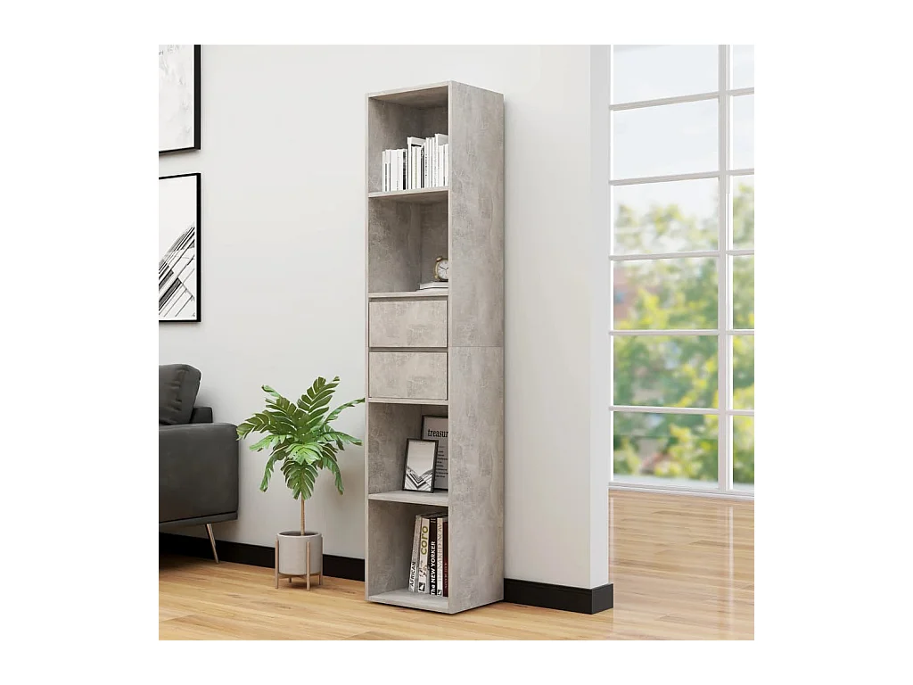 Bibliothèque Gris béton 36x30x171 cm Aggloméré OFR73960 BonneVie Meuble