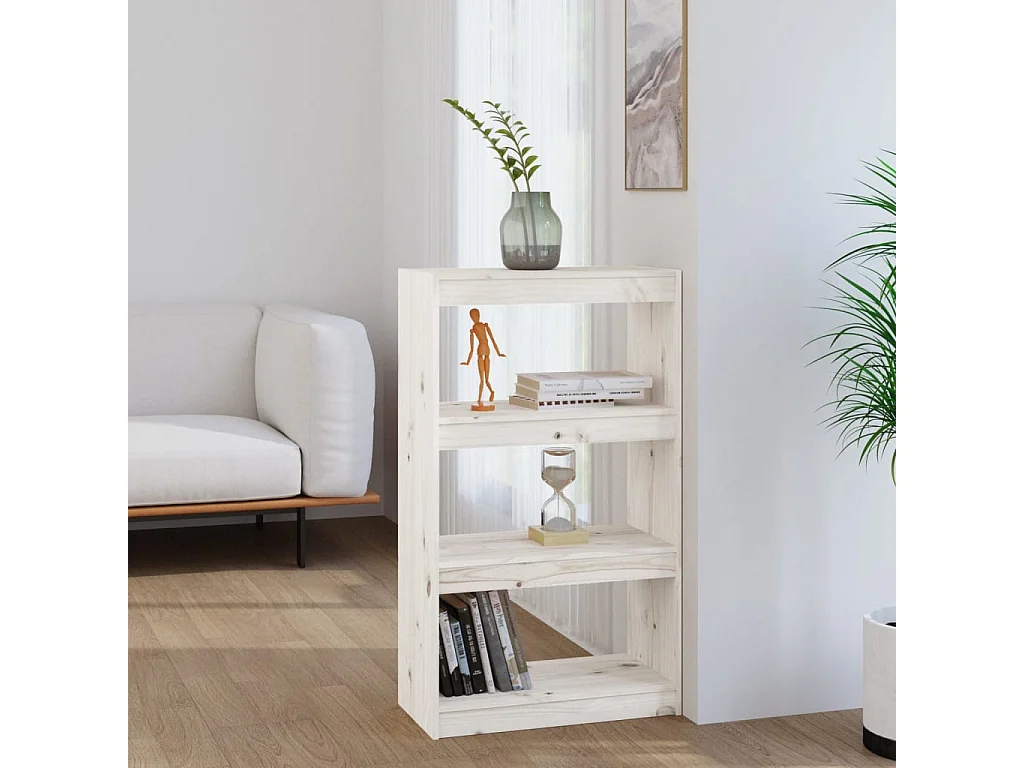 Bücherregal Raumteiler,Bücherschrank Weiß 60x30x103,5 cm Massivholz Kiefer -gkd607530