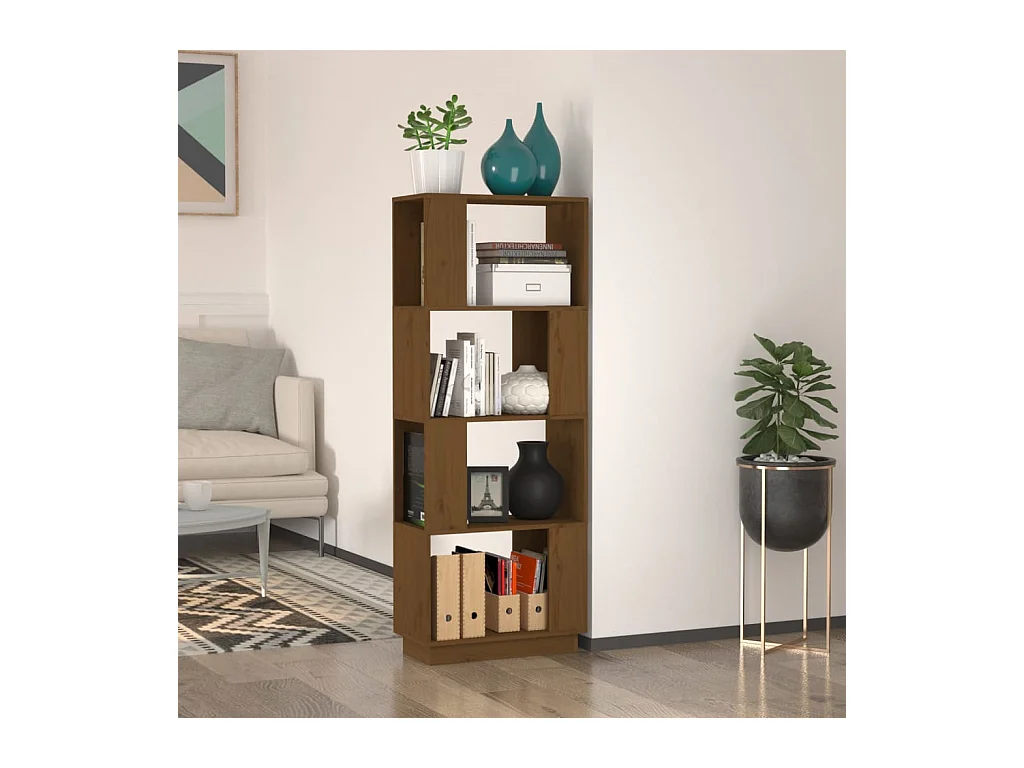 Bibliothèque Marron miel 51x25x132 cm Pin solide OFR67255 BonneVie Meuble