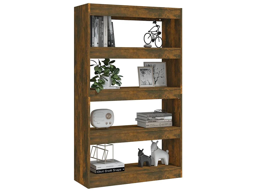 Bücherregal/Bücherschrank,Raumteiler Räuchereiche 80x30x135 cm Holzwerkstoff -gkd985479