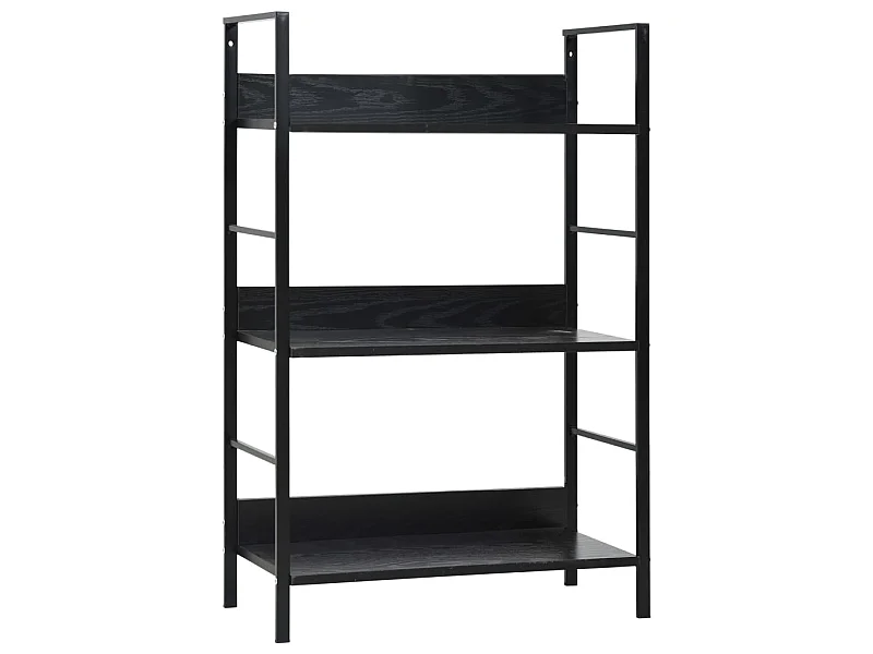 Bibliothèque à 3 niveaux noir 60x27,6x90,5 cm bois d'ingénierie OFR80502 BonneVie Meuble