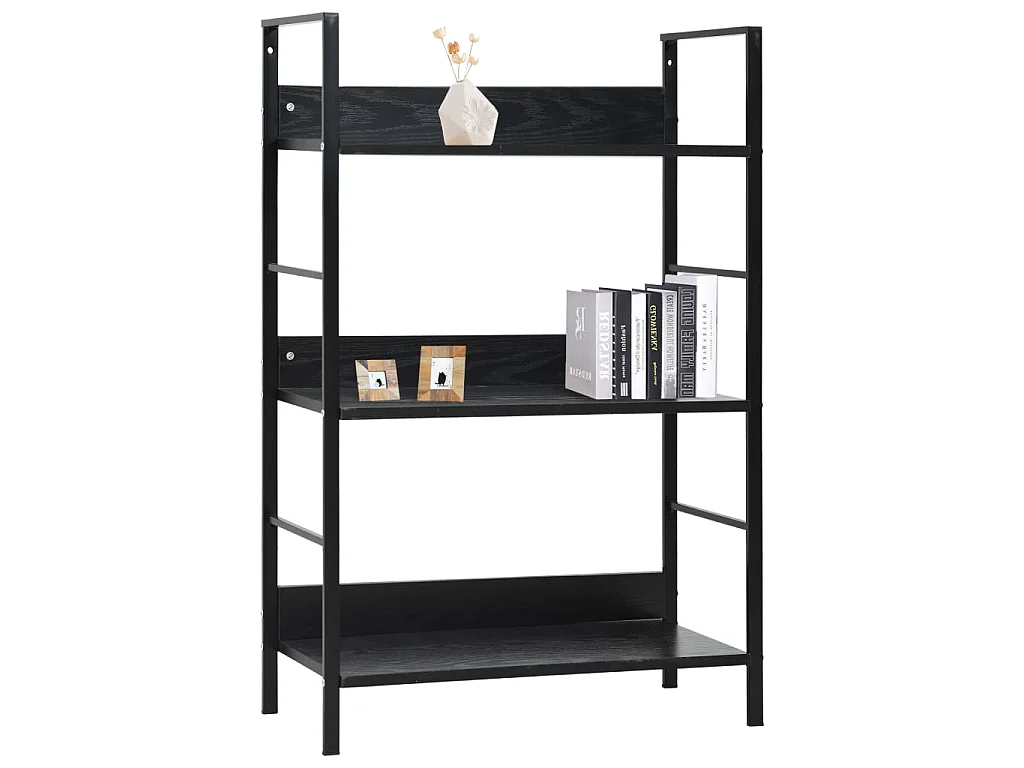 Boekenkast met 3 schappen 60x27,6x90,5 cm bewerkt hout zwart NL933501