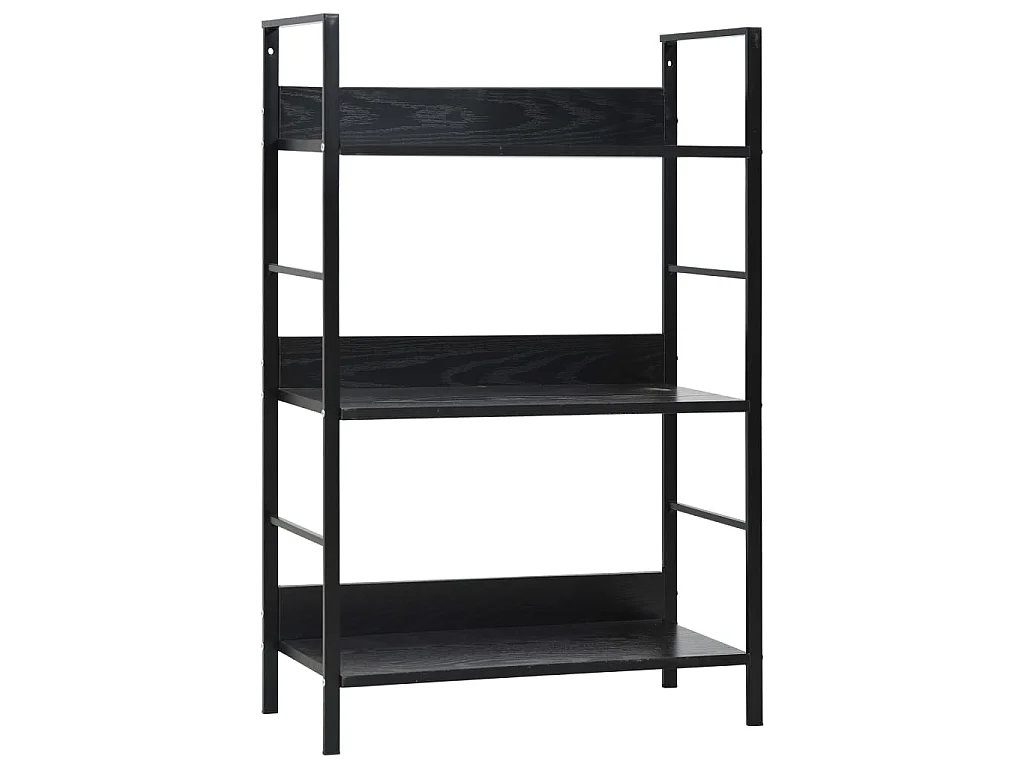 Bibliothèque à 3 niveaux noir 60x27,6x90,5 cm bois d'ingénierie OFR80502 BonneVie Meuble