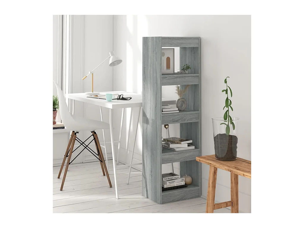 Bibliothèque-Séparateur de pièce Sonoma gris 40x30x135 cm OFR11406 BonneVie Meuble