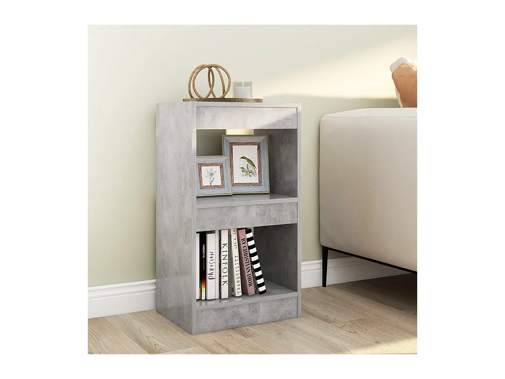 Bibliothèque-Séparateur de pièce Gris béton 40x30x72 cm OFR41254 BonneVie Meuble