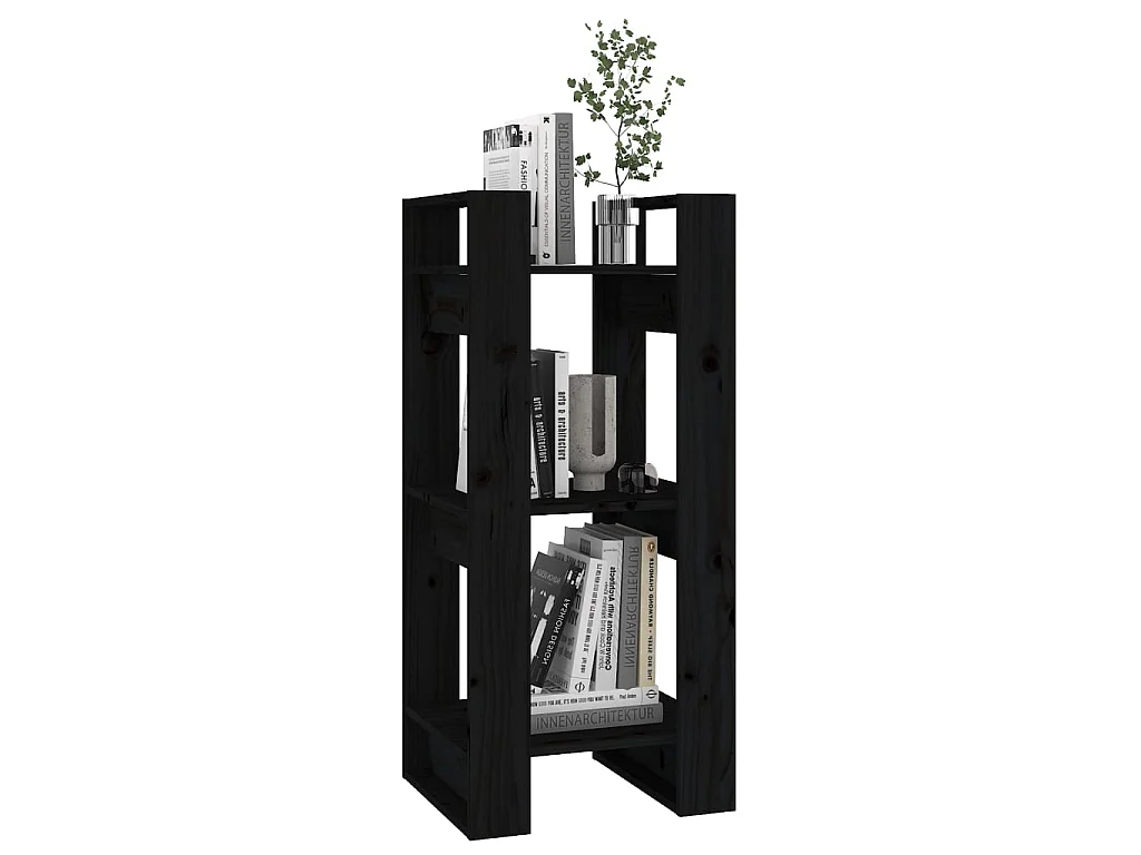Bibliothèque-Séparateur de pièce Noir 41x35x91 cm Pin solide OFR78729 BonneVie Meuble