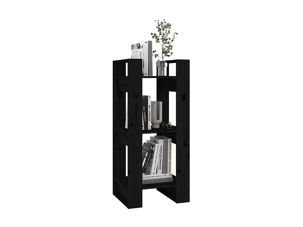 Bücherregal/Bücherschrank,Raumteiler Schwarz 41x35x91 cm Massivholz Kiefer -gkd833026