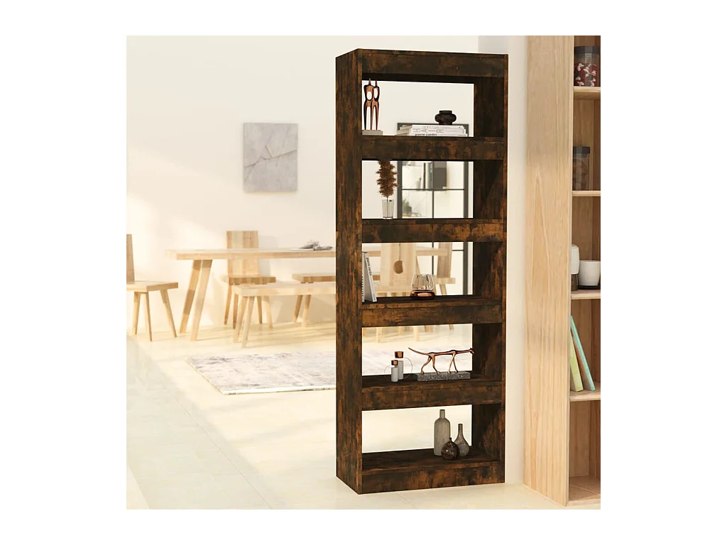 Bibliothèque-Séparateur de pièce Chêne fumé 60x30x166 cm OFR81001 BonneVie Meuble