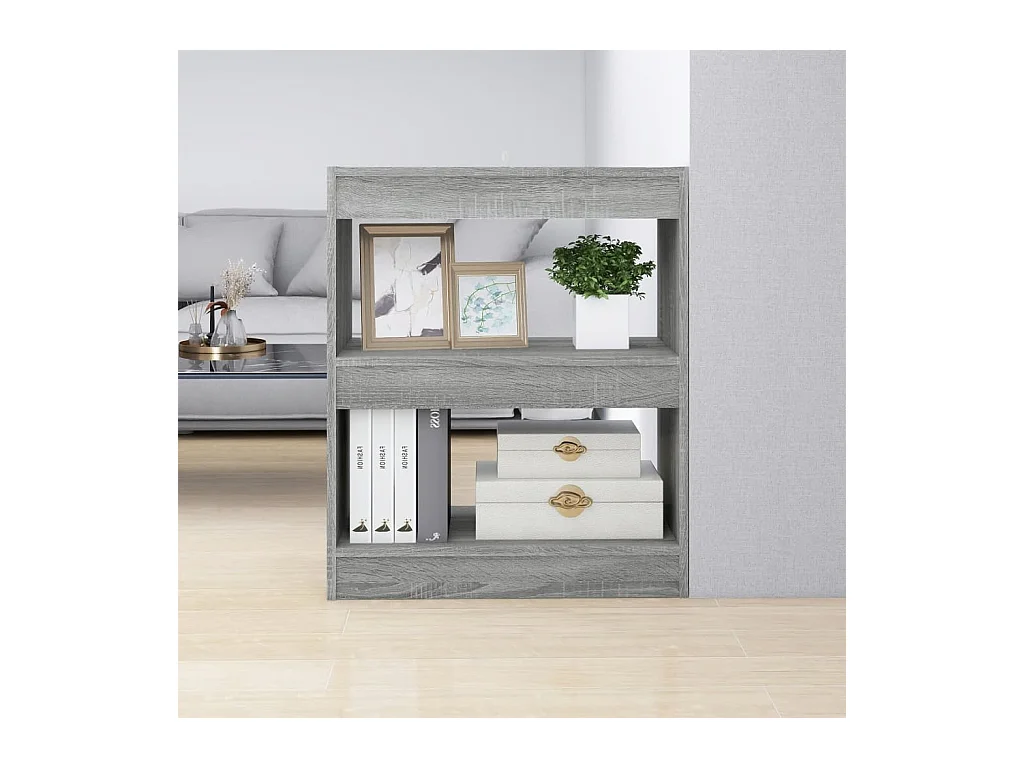 Bibliothèque-Séparateur de pièce Sonoma gris 60x30x72 cm OFR95678 BonneVie Meuble