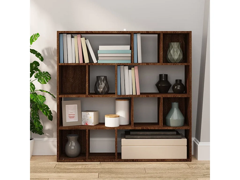 Bibliothèque-Séparateur de pièce Chêne marron 105x24x102 cm OFR26419 BonneVie Meuble