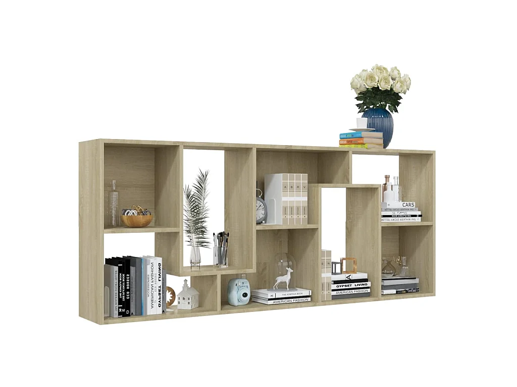 Bibliothèque Chêne sonoma 67x24x161 cm Aggloméré OFR94865 BonneVie Meuble