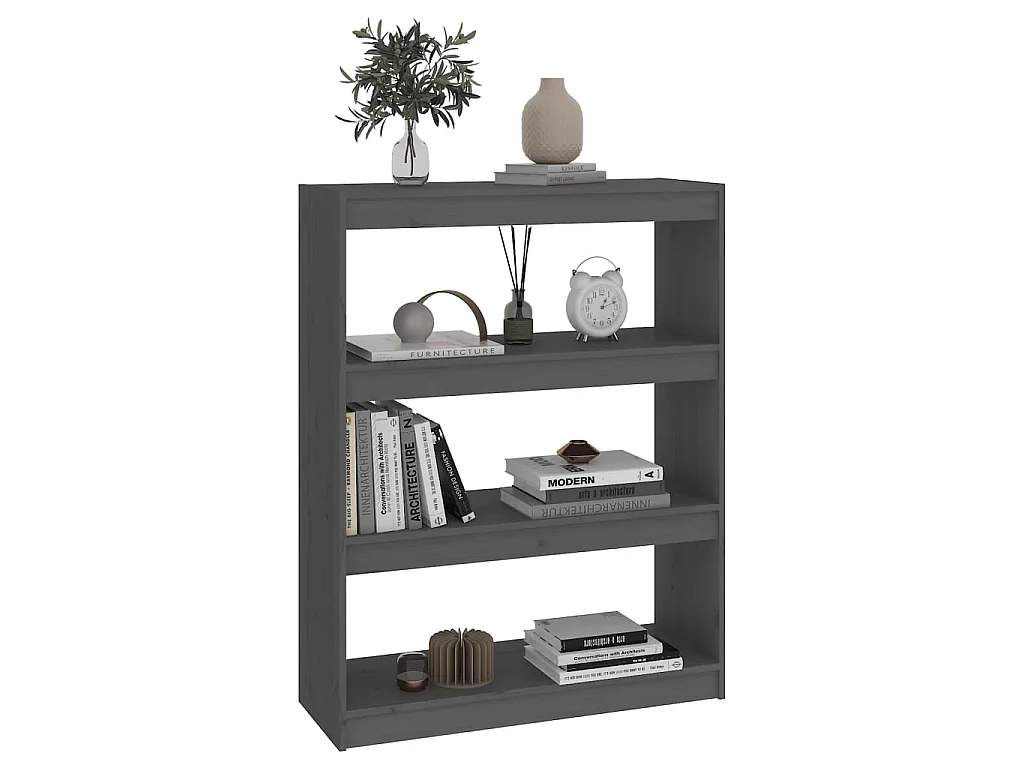 Bibliothèque-Séparateur de pièce Gris 80x30x103,5 cm Pin solide OFR42710 BonneVie Meuble
