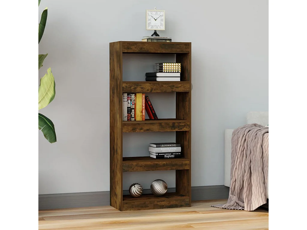 Bibliothèque Chêne fumé 60x30x135 cm Bois d'ingénierie OFR66207 BonneVie Meuble