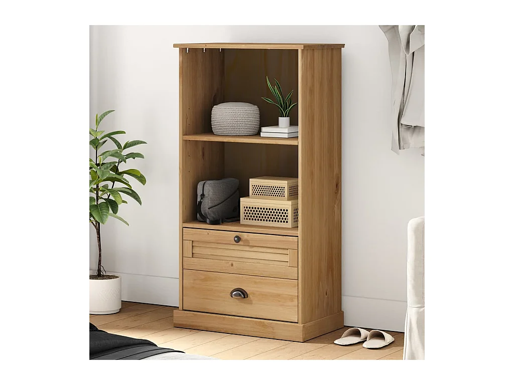 Bibliothèque VIGO 60x35x114,5 cm bois massif de pin OFR48470 BonneVie Meuble