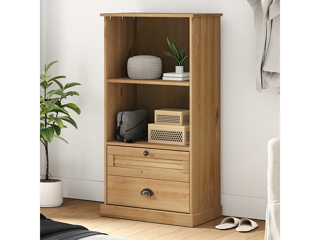Bibliothèque VIGO 60x35x114,5 cm bois massif de pin OFR48470 BonneVie Meuble