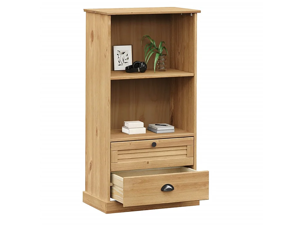 Bibliothèque VIGO 60x35x114,5 cm bois massif de pin OFR48470 BonneVie Meuble
