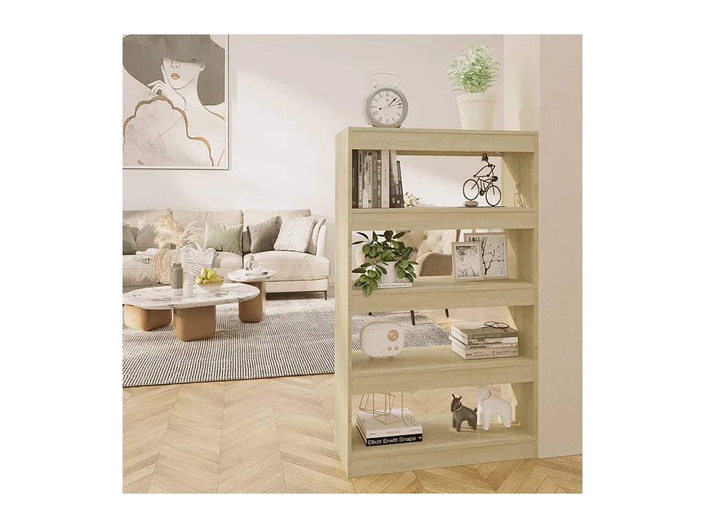 Bibliothèque-Séparateur de pièce Chêne sonoma 80x30x135 cm OFR16855 BonneVie Meuble