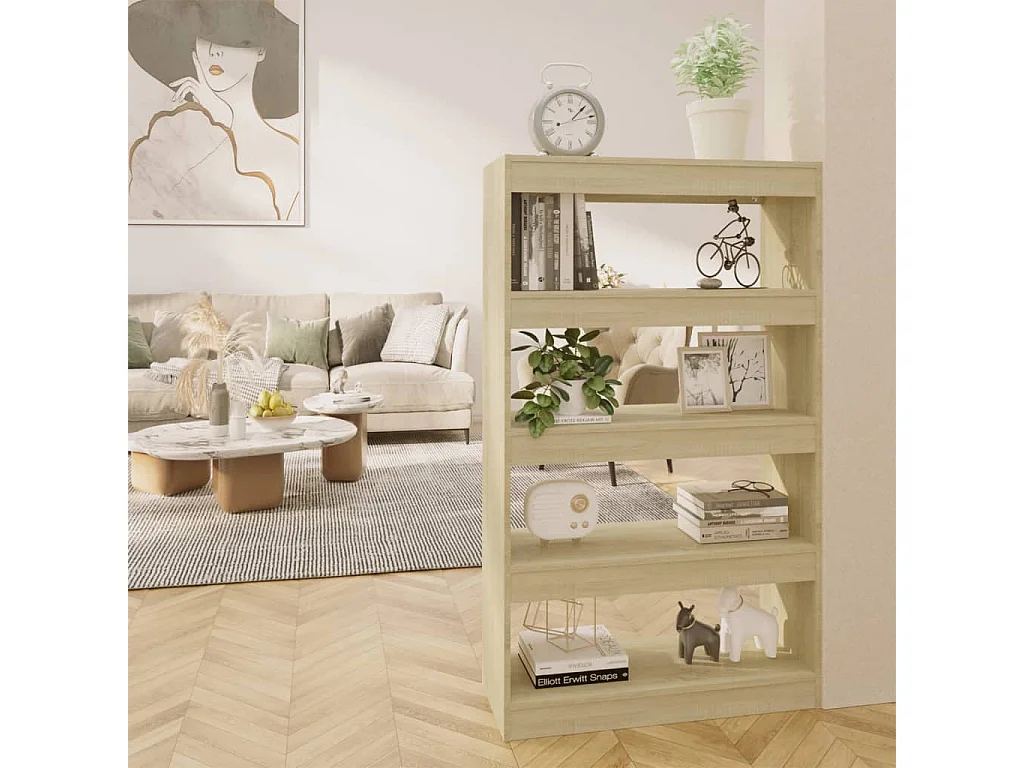Bibliothèque-Séparateur de pièce Chêne sonoma 80x30x135 cm OFR16855 BonneVie Meuble